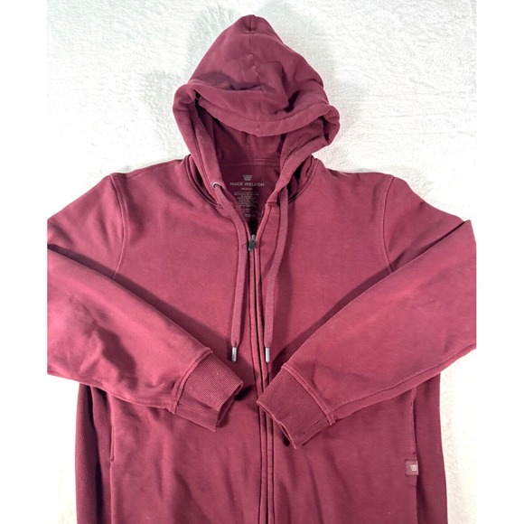 Mack Weldon Hoodie Medium Mens Maroon Sweatshirt Full Zip Jacket Everyday Casual - Picture 2 of 16